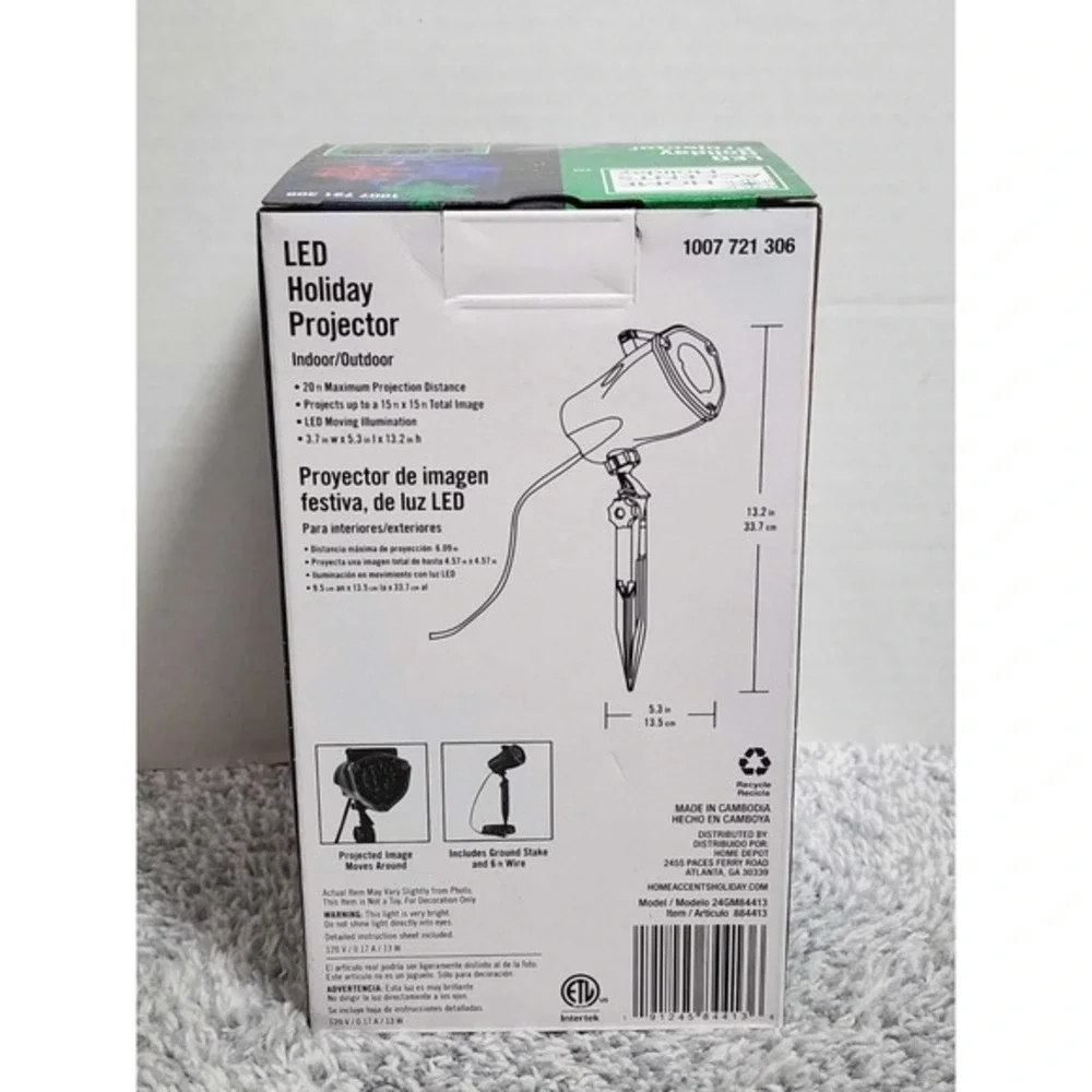 Home Accents‎ Holiday LED Moving Light Projector Christmas Decor Snowflake NIB